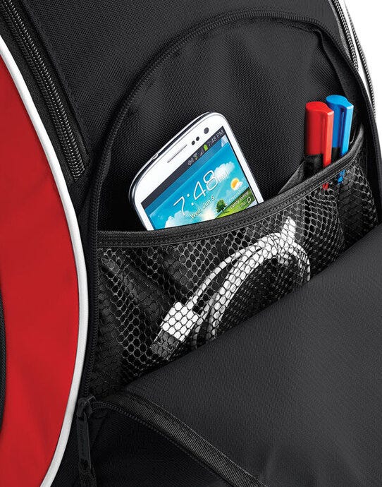 Bagbase BG571 Teamwear Backpack - Black/Classic Red/White