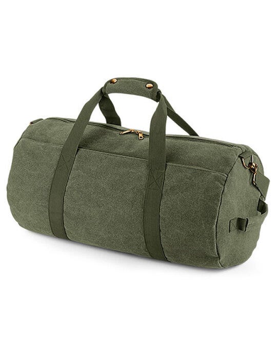 Bagbase BG655 Vintage Canval Barrel Bag - Vintage Military Green