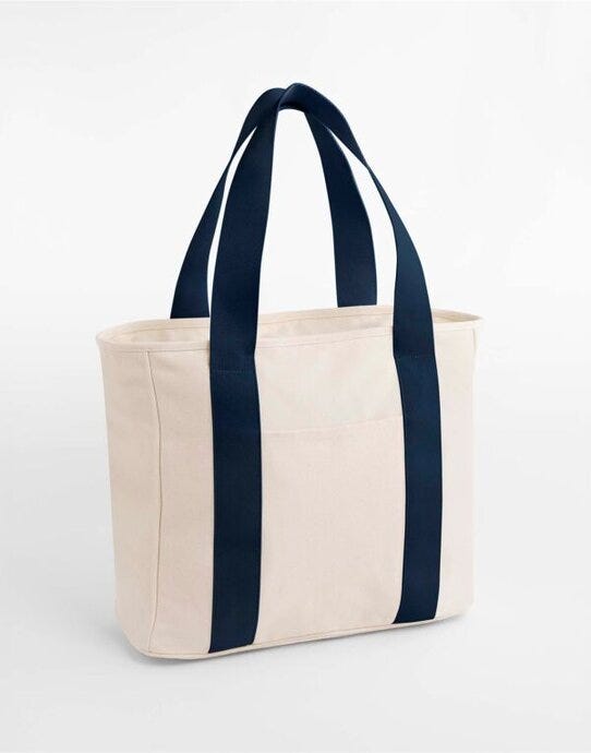Bagbase BG675 Edit Canvas Tote - Natural/Navy
