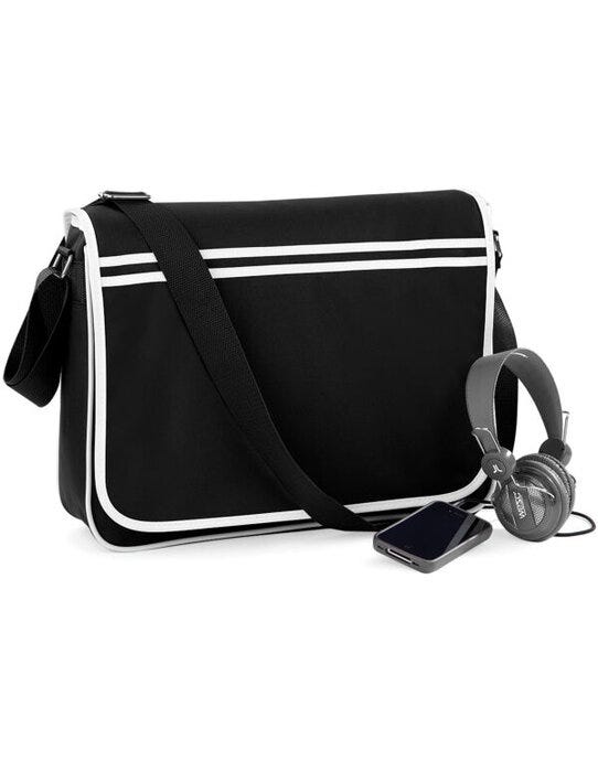 Bagbase BG71 Retro Messenger - Black/White