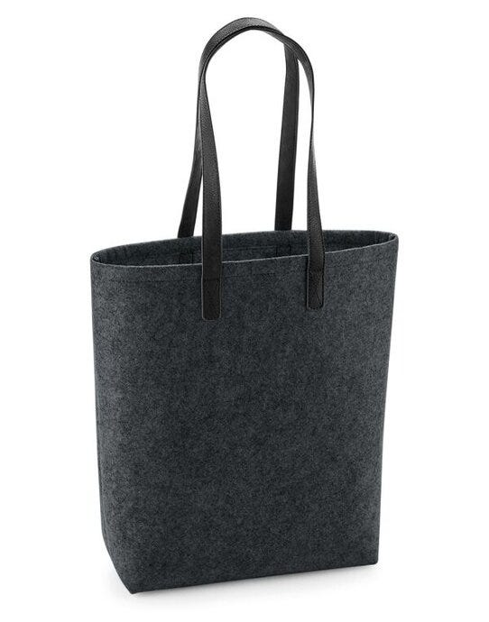 Bagbase BG738 Premium Felt Tote - Charcoal Melange/ Black