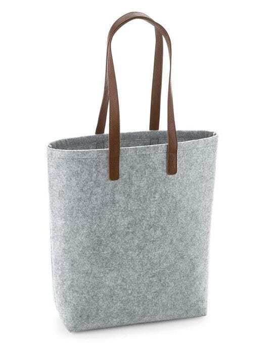 Bagbase BG738 Premium Felt Tote - Grey Melange/ Tan