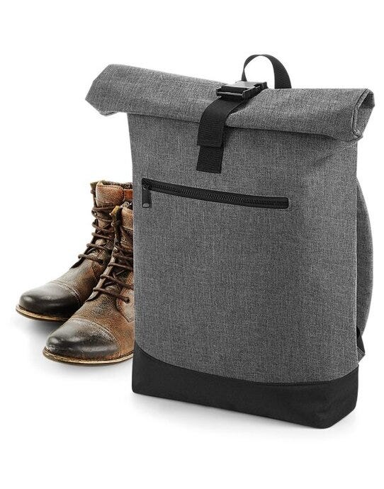 Bagbase BG855 Roll-Top Backpack - Grey Marl/Black