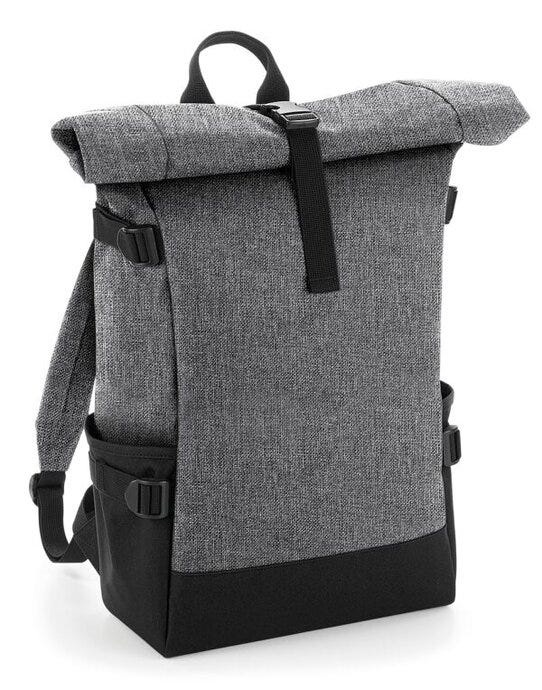 Bagbase BG858 Block Roll-Top Backpack - Grey Marl/Black