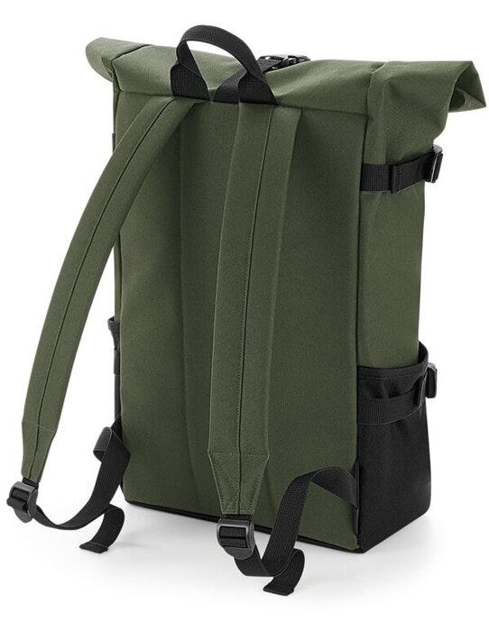 Bagbase BG858 Block Roll-Top Backpack - Olive/Black