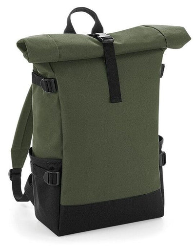 Bagbase BG858 Block Roll-Top Backpack - Olive/Black