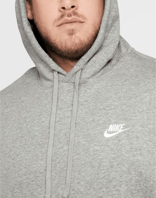 Nike BV2654 Sportswear Club Hoodie - Dark Grey Heather/Matte Silver/White