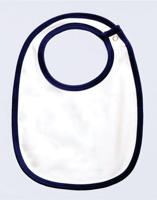 Babybugz BZ59 Baby Single Layer Bib - White/Nautical Navy
