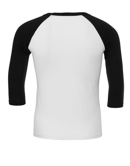 Bella + Canvas CA3200 Canvas Unisex 3/4 Sleeve Baseball Tee - White/Black