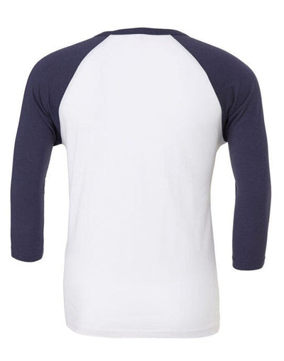 Bella + Canvas CA3200 Canvas Unisex 3/4 Sleeve Baseball Tee - White/Navy