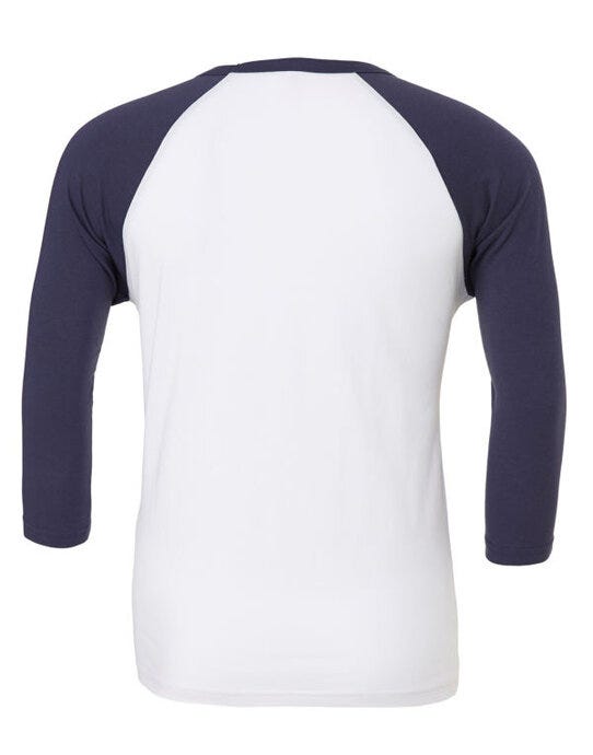 Bella + Canvas CA3200 Canvas Unisex 3/4 Sleeve Baseball Tee - White/Navy