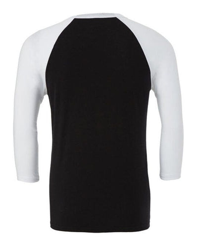 Bella + Canvas CA3200 Canvas Unisex 3/4 Sleeve Baseball Tee - Black/White