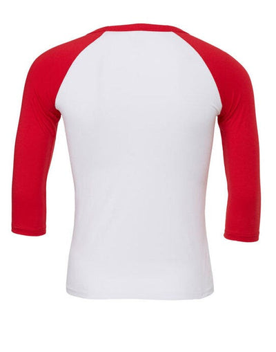 Bella + Canvas CA3200 Canvas Unisex 3/4 Sleeve Baseball Tee - White/Red
