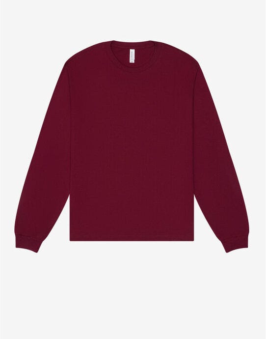 Bella + Canvas CA3511 Unisex Heavy Boxy LS Tee - Maroon