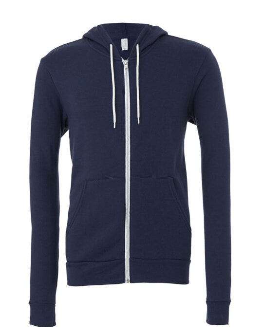 Bella + Canvas CA3739 Canvas Unisex Fleece Zip-Up Hoodie - Navy