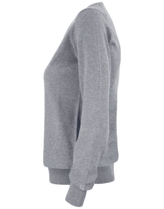 Cutter & Buck CB355419 C&amp;B Ladies Oakville V-Neck Sweater - Grey Melange