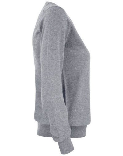 Cutter & Buck CB355419 C&amp;B Ladies Oakville V-Neck Sweater - Grey Melange
