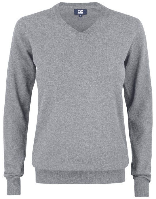 Cutter & Buck CB355419 C&amp;B Ladies Oakville V-Neck Sweater - Grey Melange
