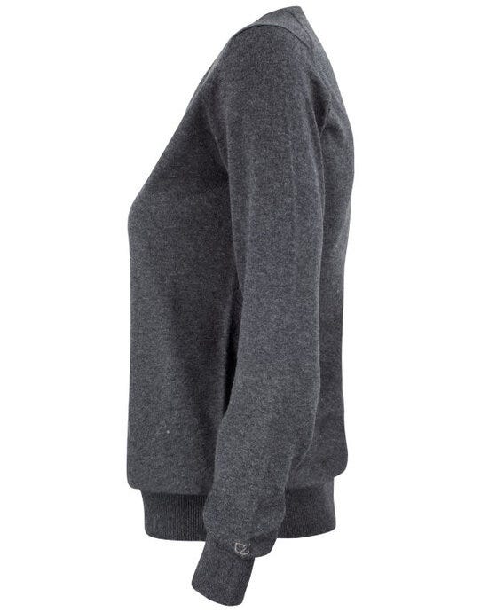 Cutter & Buck CB355419 C&amp;B Ladies Oakville V-Neck Sweater - Anthracite Melange