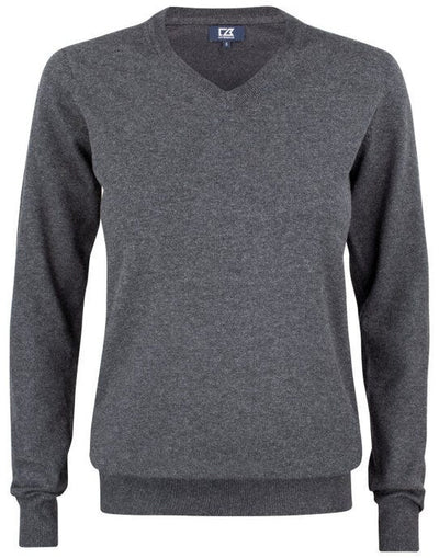 Cutter & Buck CB355419 C&amp;B Ladies Oakville V-Neck Sweater - Anthracite Melange