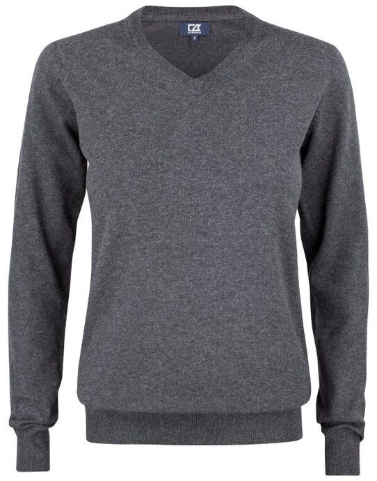Cutter & Buck CB355419 C&amp;B Ladies Oakville V-Neck Sweater - Anthracite Melange