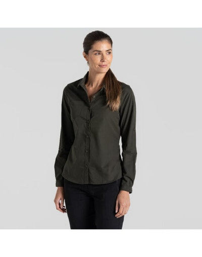 Craghoppers Expert CES002 Womens Kiwi LS Shirt - Dark Cedar Green