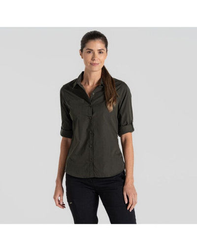 Craghoppers Expert CES002 Womens Kiwi LS Shirt - Dark Cedar Green