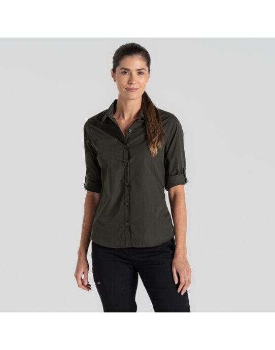Craghoppers Expert CES002 Womens Kiwi LS Shirt - Dark Cedar Green