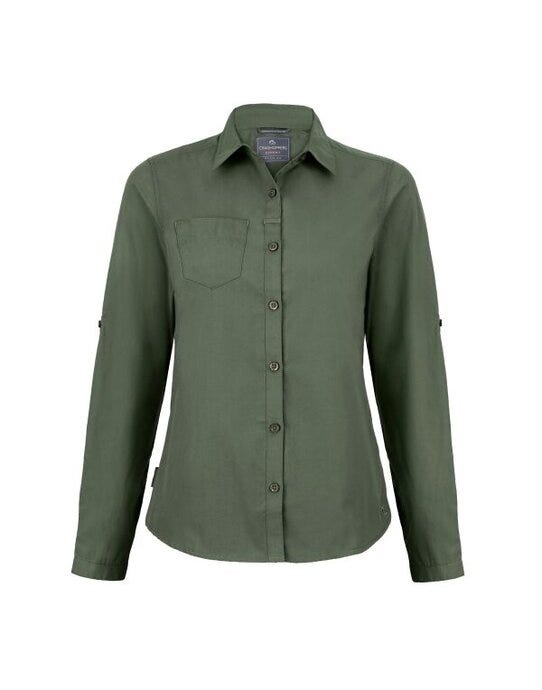 Craghoppers Expert CES002 Womens Kiwi LS Shirt - Dark Cedar Green