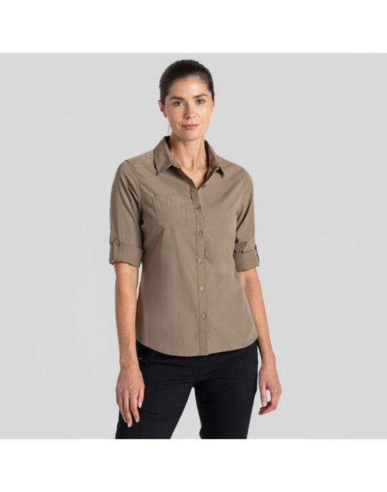 Craghoppers Expert CES002 Womens Kiwi LS Shirt - Pebble