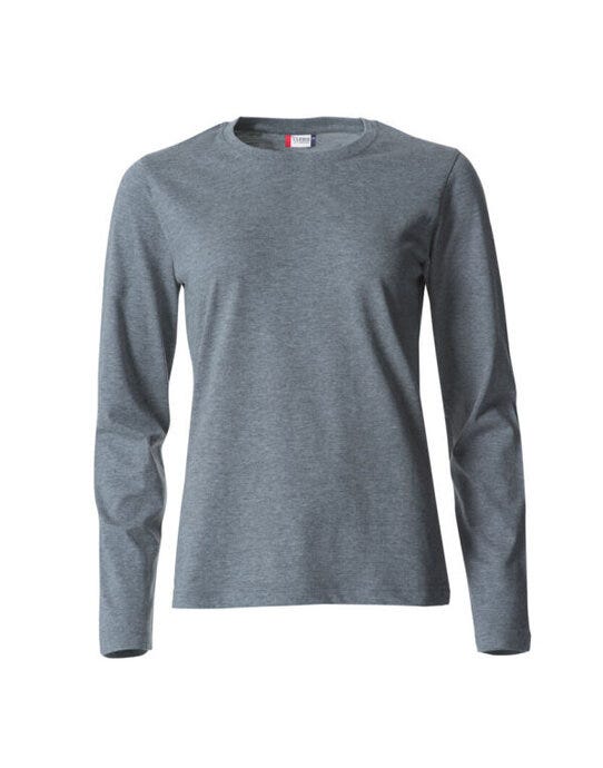 Clique CQ029034 Ladies L/S Basic-T - Grey Melange