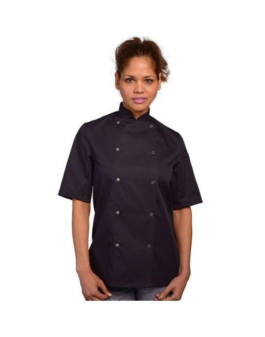 Dennys DD08SAFD AFD Chef's Jacket Short Sleeve - Black