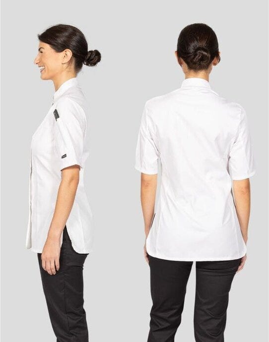 Dennys DD33S Ladies' SS Fitted Chef's Jacket - White
