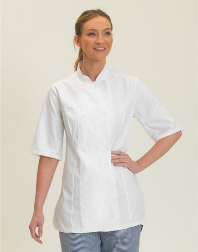 Dennys DD33S Ladies' SS Fitted Chef's Jacket - White