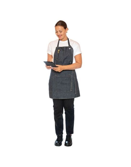 Dennys DE116 Le Chef Prep Apron - Grey Black Denim