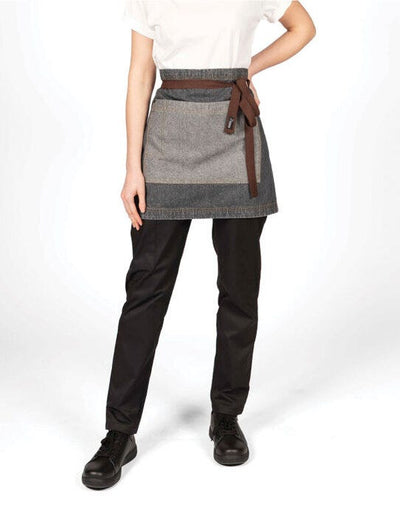 Dennys DP103GB 100% Cotton Contrast Waist Apron - Grey Black Denim
