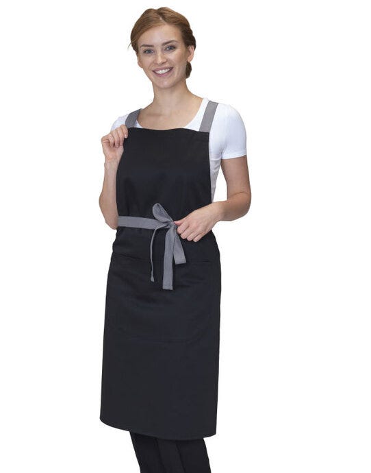 Dennys DP130 Cross Back Bib Apron - Black