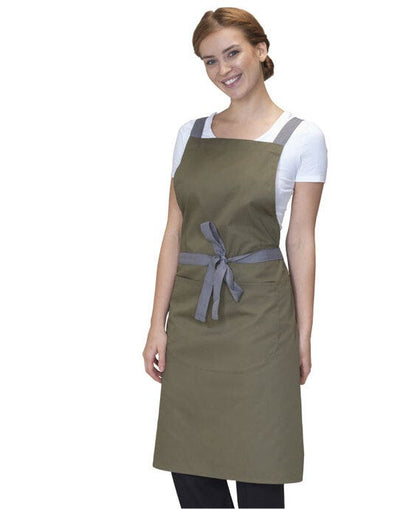 Dennys DP130 Cross Back Bib Apron - Olive