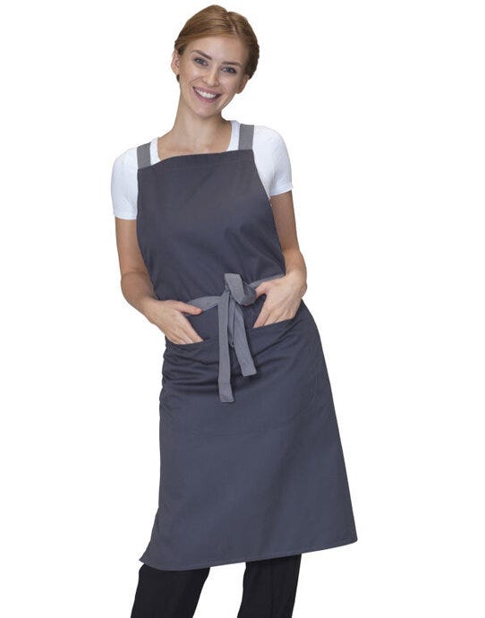 Dennys DP130 Cross Back Bib Apron - Storm Grey