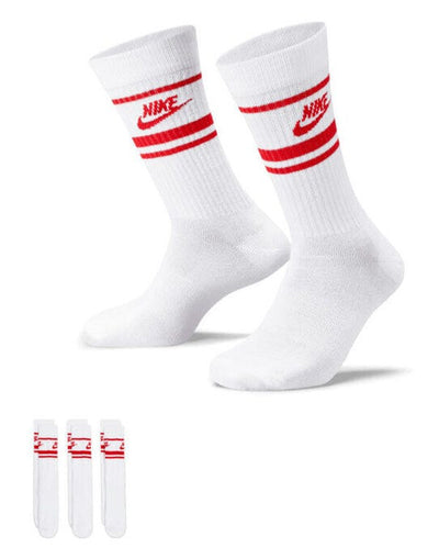 Nike DX5089 Everyday Crew Socks Stripes (3 PR) - White/Red