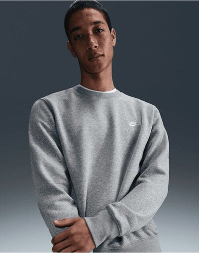 Nike FN3886 Club BB Crew Sweat - Dark Grey Heather/White