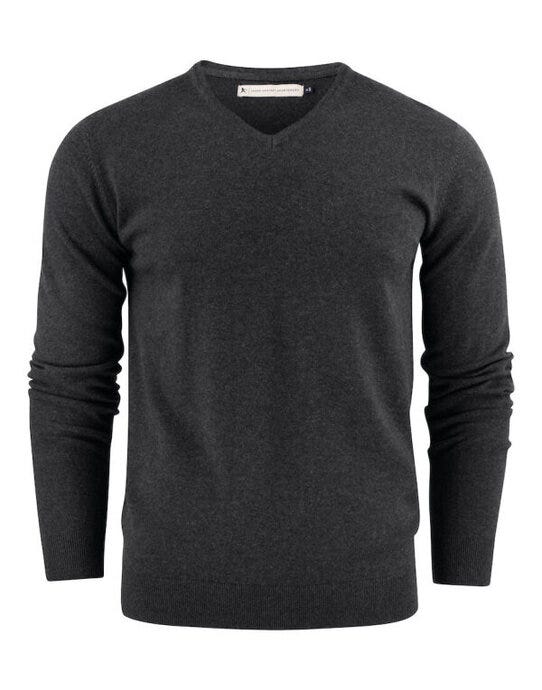 James Harvest HAR2112507 Ashland V-Neck Knit Sweat - Anthracite Melange