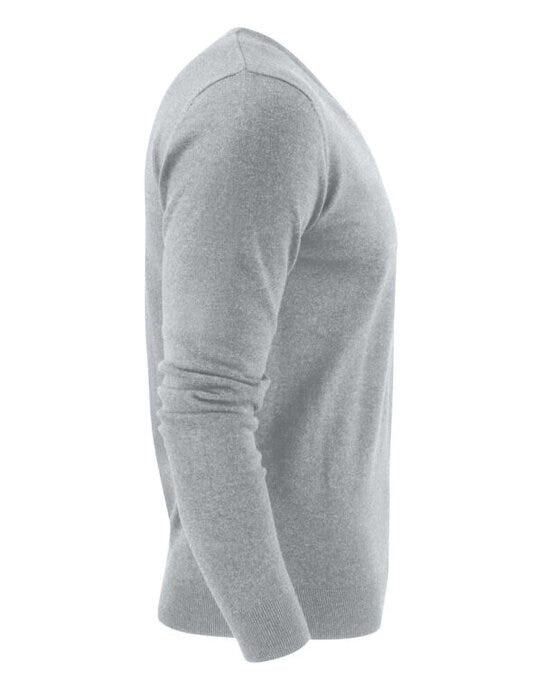 James Harvest HAR2112507 Ashland V-Neck Knit Sweat - Grey Melange