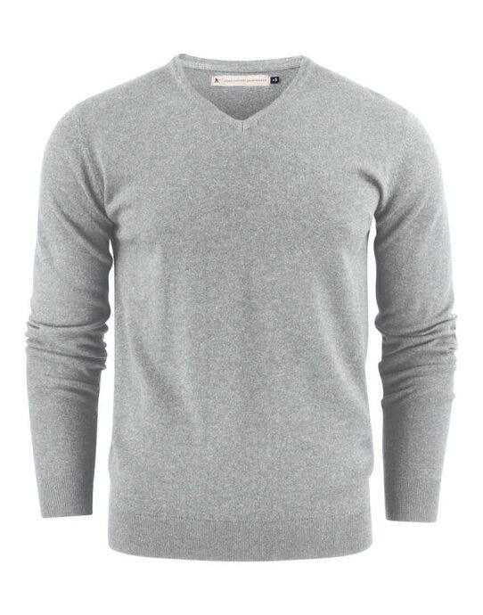 James Harvest HAR2112507 Ashland V-Neck Knit Sweat - Grey Melange