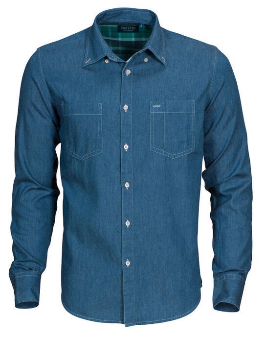 James Harvest HAR2113035 Jupiter Denim Look Shirt - Blue Denim