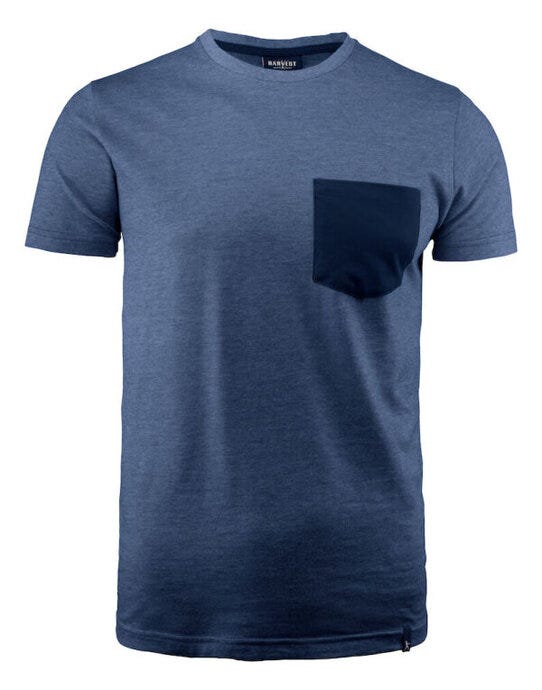 James Harvest HAR2114008 Portwillow Pocket T-Shirt - Dark Blue Melange
