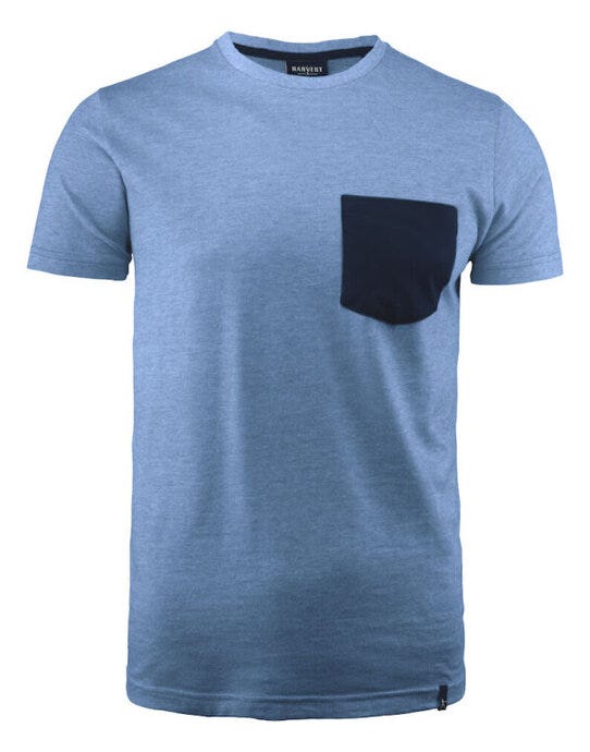 James Harvest HAR2114008 Portwillow Pocket T-Shirt - Light Blue Melange