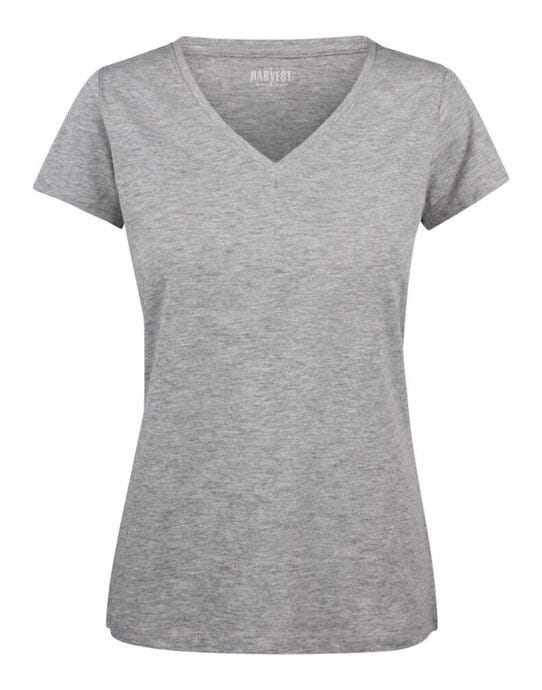 James Harvest HAR2124006 Whailford V-Neck Ladies T - Grey Melange