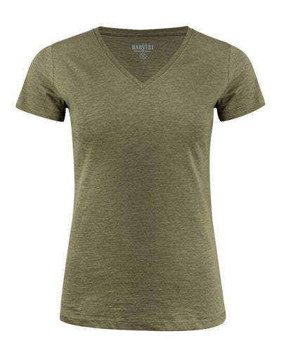 James Harvest HAR2124006 Whailford V-Neck Ladies T - Moss Green