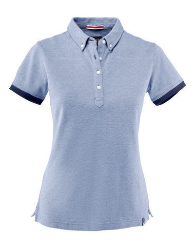James Harvest HAR2125031 Larkford Ladies Pique Polo - Light Blue Melange